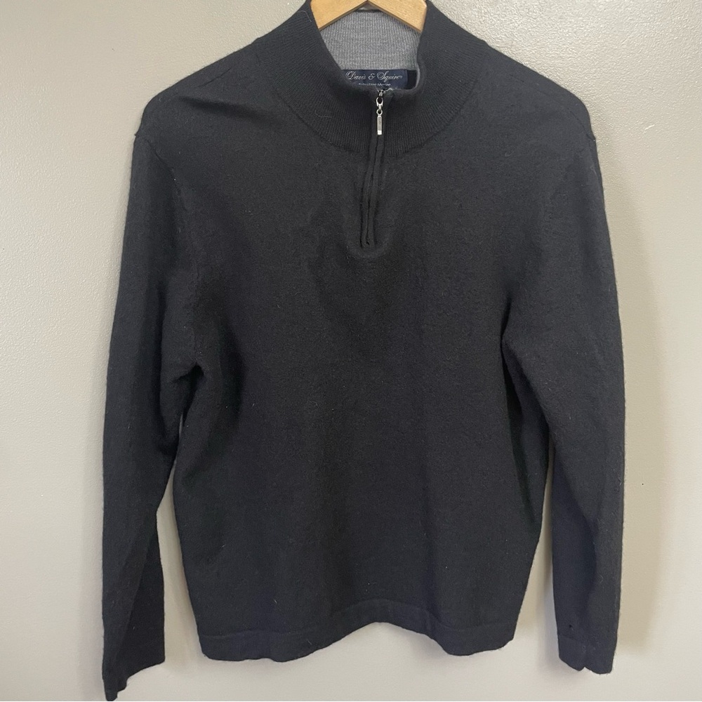 Davis & Squire Sweater Merino Wool Quarter Zip XL (measures smaller)